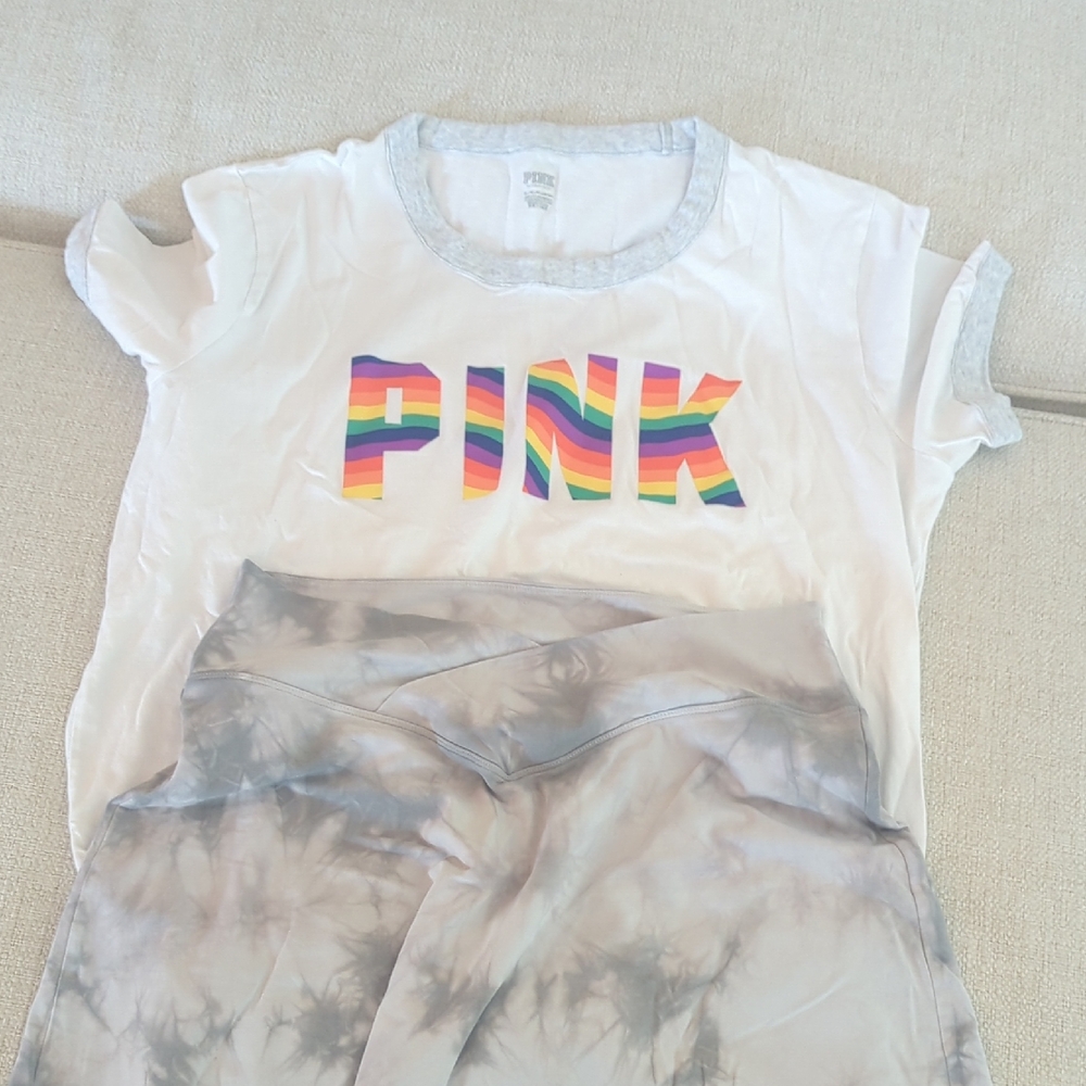 PINK Logo T-Shirt and Tie-Dye Leggings Set